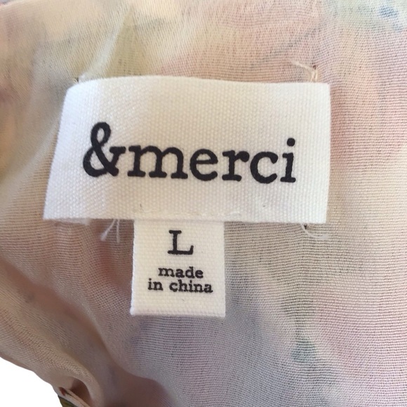 & Merci Boho Floral Puff Sleeve Lindsay Dress Size Large - Picture 7 of 8